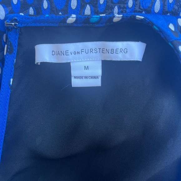 Diane Von Furstenberg Liza Geometric Cocktail Dress Layered Silk Crepe Ruffle - Picture 14 of 15